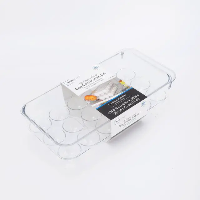 Alt view image 2 of 6 - Mainstays Clear 18-Count Egg Carrier with Lid