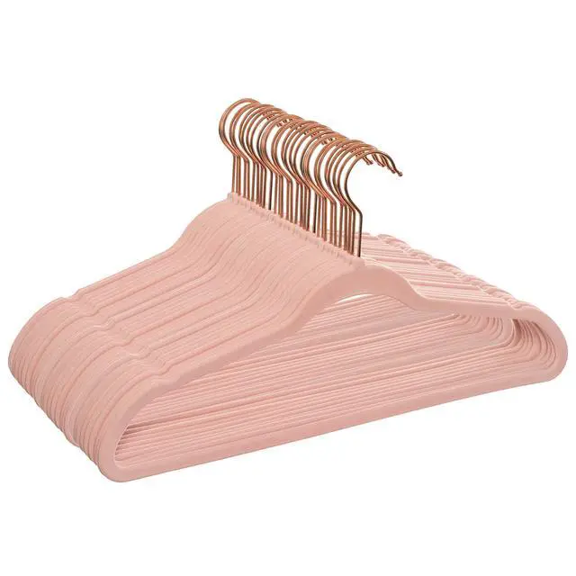 Alt view image 2 of 6 - Better Homes & Gardens Adult Clothing Hangers, Pink, Non-Slip Velvet, Ultra Slim, 30 Count