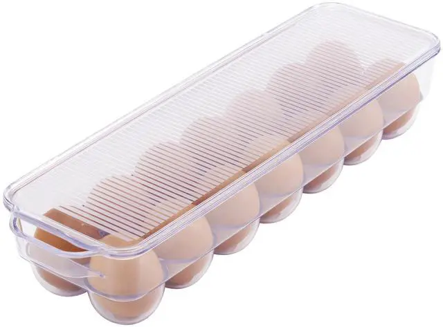 Main image of Mainstays Clear Plastic Egg Holder for Refrigerator (Holds 14 Eggs), Made for Refrigerator Egg Storage