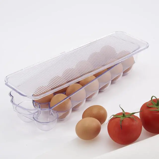 Alt view image 3 of 5 - Mainstays Clear Plastic Egg Holder for Refrigerator (Holds 14 Eggs), Made for Refrigerator Egg Storage