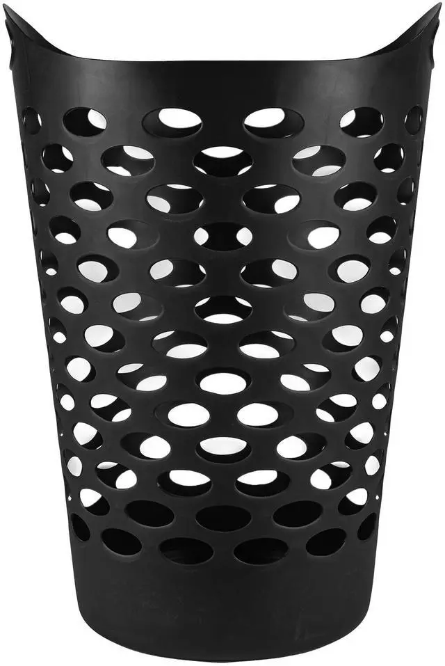 Main image of Mainstays Flexible Round Laundry Hamper with Carry Handles, Black Plastic