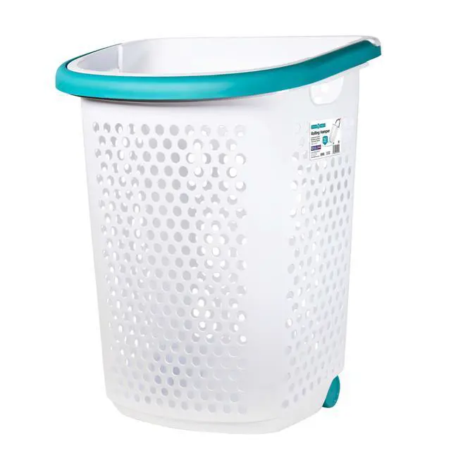 Alt view image 4 of 6 - Mainstays Flexible Round Laundry Hamper with Carry Handles, Black Plastic