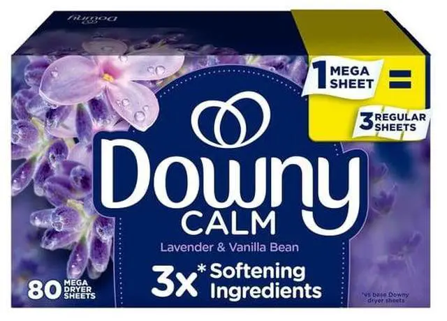 Main image of Downy Fabric Softener Dryer Sheets, Infusions Calm Lavender and Vanilla Bean Scent, 80 Mega Dryer Sheets