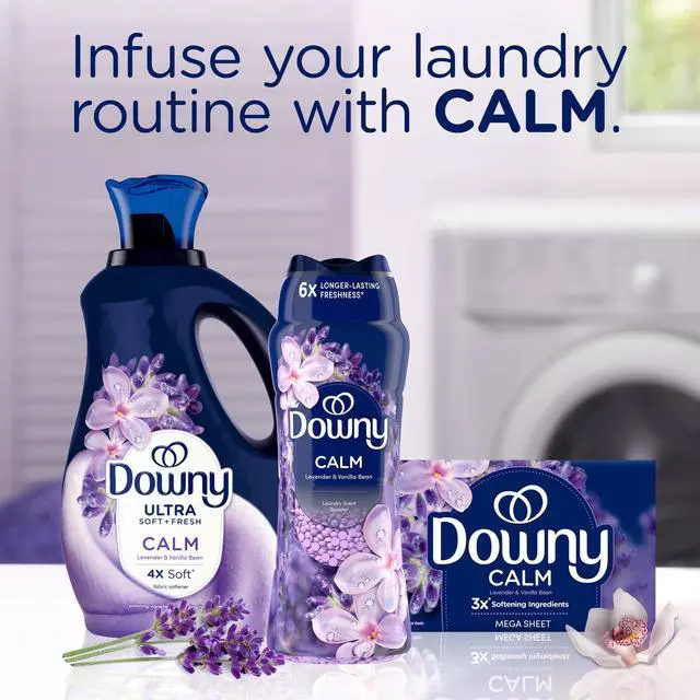 Alt view image 4 of 6 - Downy Fabric Softener Dryer Sheets, Infusions Calm Lavender and Vanilla Bean Scent, 80 Mega Dryer Sheets