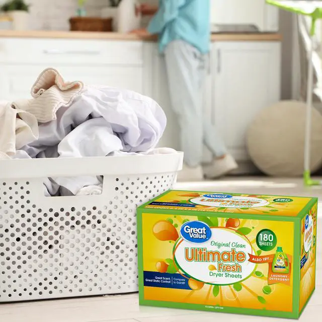 Alt view image 5 of 7 - Great Value Ultimate Fresh Dryer Sheets, Original Clean, 180 Count, Compare to Gain®