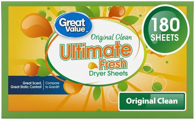 Main image of Great Value Ultimate Fresh Dryer Sheets, Original Clean, 180 Count, Compare to Gain®
