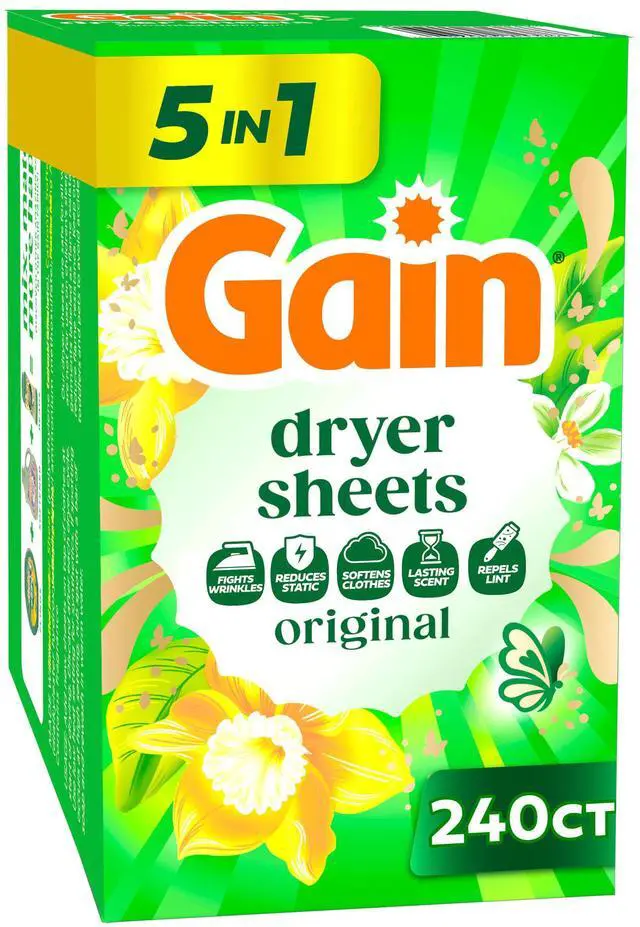 Main image of Gain Dryer Sheets, Anti-Static + Fresh, Original Scent, 240 Loads
