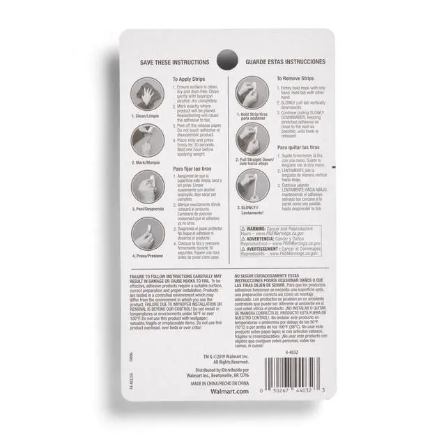 Alt view image 4 of 6 - Hyper Tough Large Removable Adhesive Strips, Hanging Strips for Hanging Small Pictures, 5 lbs Capacity, White, 12 Pairs