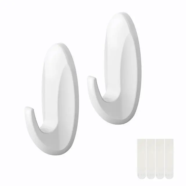 Alt view image 2 of 6 - Pen+Gear Heavy-Duty Plastic Adhesive Large Wall Hooks, Damage Free, White, 2 Count