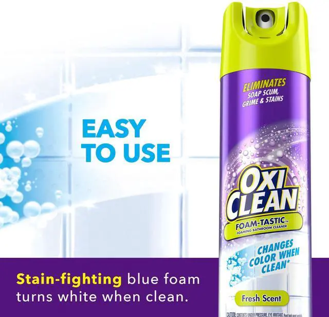 Alt view image 3 of 6 - OxiClean Foam-Tastic Foaming Bathroom Cleaner, Removes Soap Scum, Grime & Stains, Fresh Scent, 19 oz