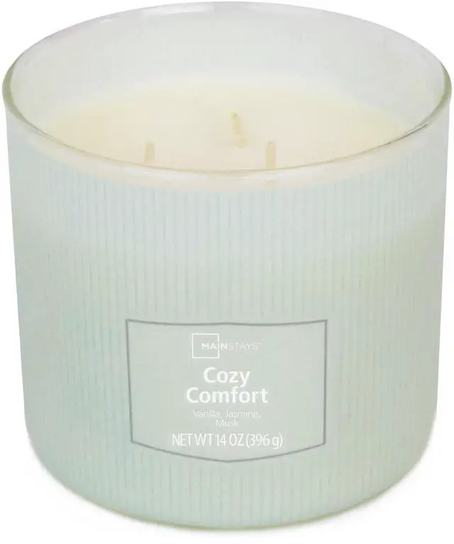 Main image of Mainstays Cozy Comfort 3-Wick Textured Wrapped Scented Candle, 14 oz