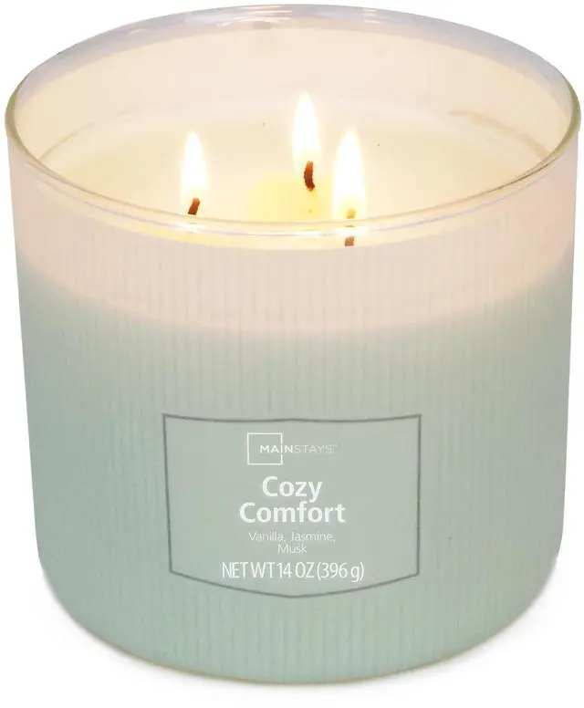 Alt view image 2 of 6 - Mainstays Cozy Comfort 3-Wick Textured Wrapped Scented Candle, 14 oz