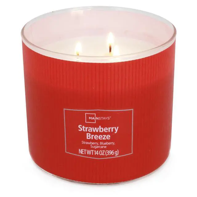 Alt view image 4 of 6 - Mainstays Textured Wrap Strawberry Breeze 3-Wick Candle, 14 oz