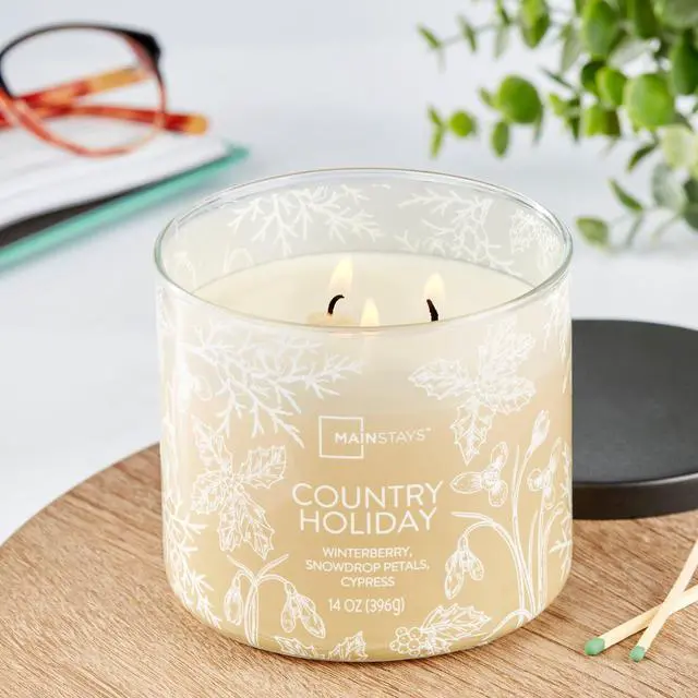 Alt view image 3 of 7 - Mainstays 3-Wick Ombre Wrapped Country Holiday Scented Jar Candle, 14 oz