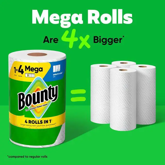 Alt view image 7 of 7 - Bounty Paper Towels Select-A-Size White, 1 Mega Roll, 164 Sheets per Roll
