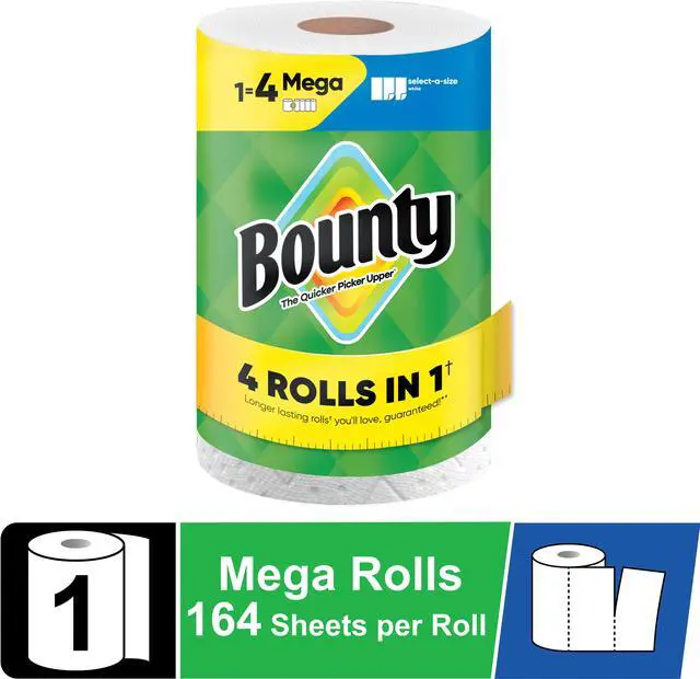 Main image of Bounty Paper Towels Select-A-Size White, 1 Mega Roll, 164 Sheets per Roll
