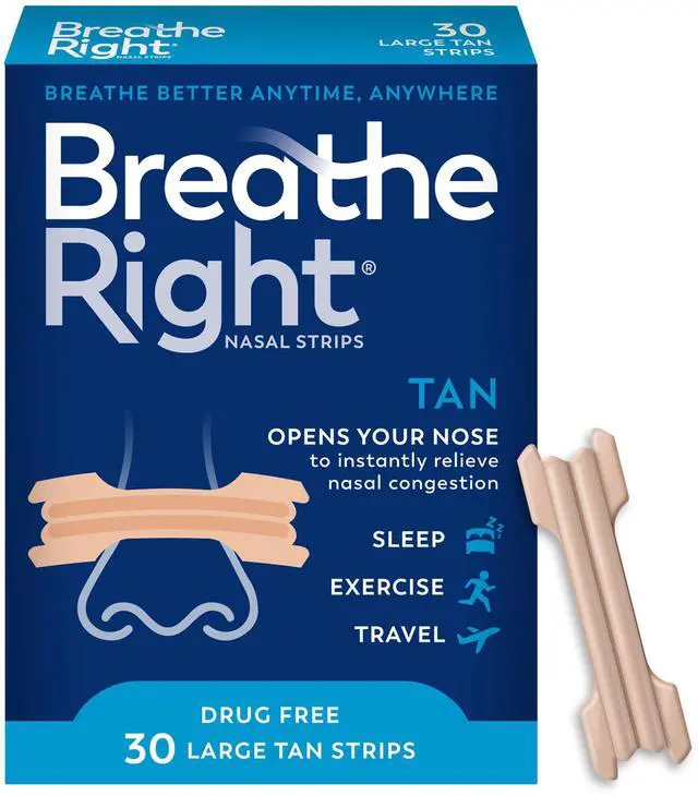 Main image of Breathe Right Original Nasal Strips, Tan Nasal Strips, Large, 30 Count