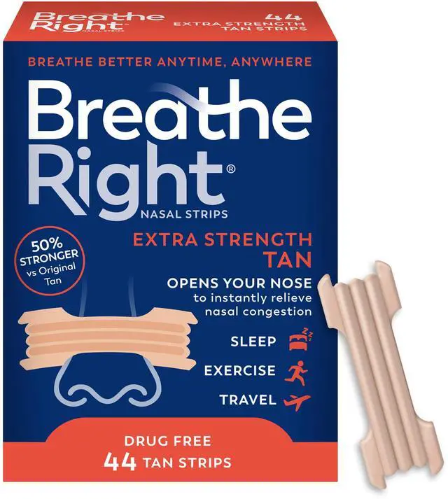 Main image of Breathe Right Nasal Strips, Tan Nasal Strips, Extra Strength, 44 Count