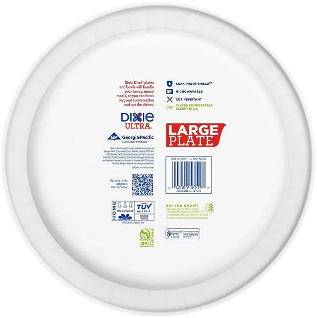 Alt view image 3 of 7 - Dixie Ultra Large Plate Disposable Paper Plates, 11.5", Multi-Color, 25 Count