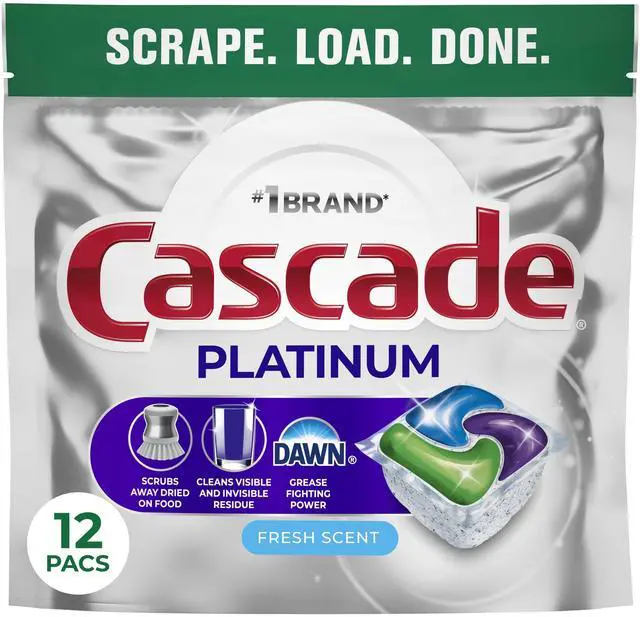 Main image of Cascade Platinum Dishwasher Pods, Dishwasher Detergent, Dish Detergent Soap, Fresh, 12 Count