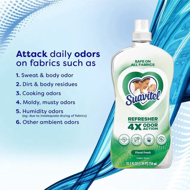 Alt view image 5 of 6 - Suavitel Refresher Fabric Rinse and Odor Eliminator, 4X Odor Action, Floral Fresh Scent, 25.5 fl oz