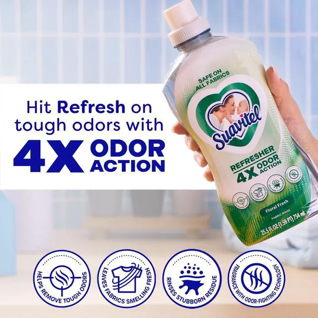 Alt view image 6 of 6 - Suavitel Refresher Fabric Rinse and Odor Eliminator, 4X Odor Action, Floral Fresh Scent, 25.5 fl oz