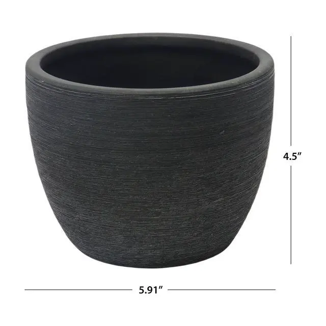 Alt view image 3 of 6 - Better Homes & Gardens 4.5 in Textured Matte Ceramic Plant Pot, Black, 1 Piece