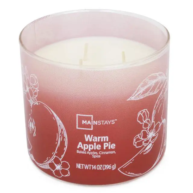 Alt view image 4 of 4 - Mainstays 3-Wick Ombre Wrap Warm Apple Pie Jar Candle, 14 Ounce
