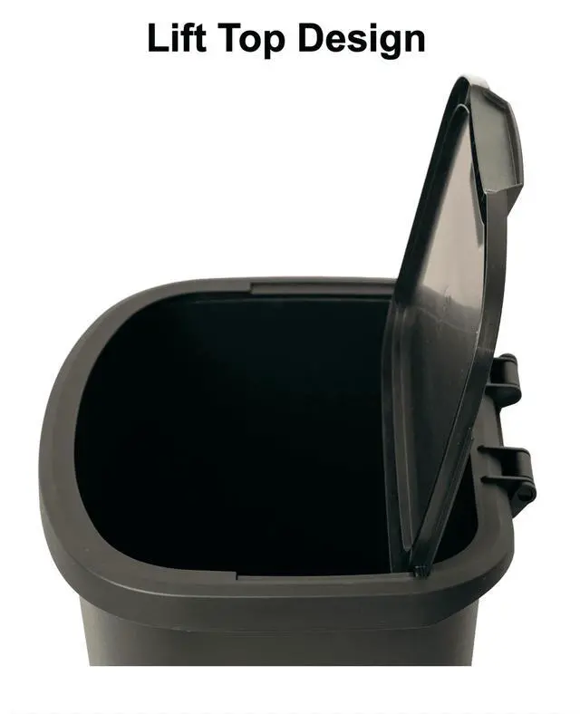 Alt view image 2 of 6 - Mainstays 11 Gallon Plastic Kitchen Trash Can with Lift-Top Lid, Black