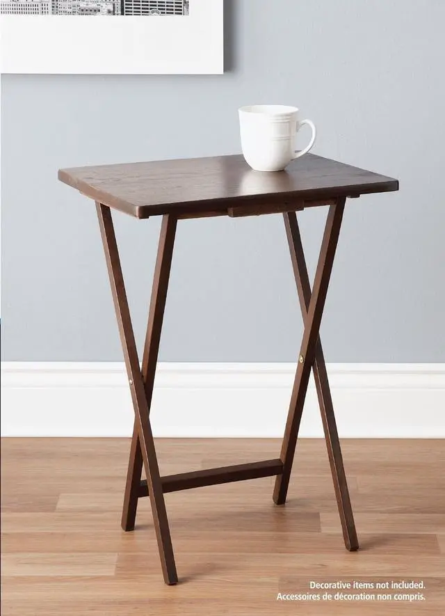 Alt view image 7 of 7 - Mainstays Folding TV Tray Table, Solid Rubberwood, Walnut