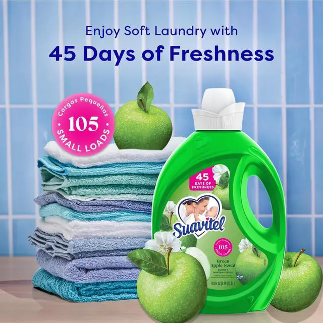 Alt view image 2 of 7 - Suavitel Fabric Conditioner, Liquid Fabric Softener, 45 Days of Freshness, Green Apple Scent, 105 fl oz
