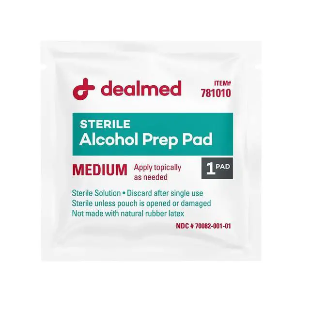 Alt view image 2 of 7 - Dealmed Alcohol Prep Pads - 70% Alcohol, Sterile Wipes - 200 Count