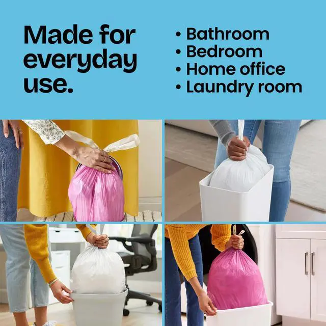 Alt view image 5 of 7 - Glad Odorshield Small Drawstring Trash Bags, 4 Gal, Febreze Beachside Breeze, 34 Ct, Pack May Vary