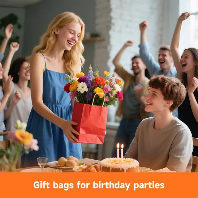 Alt view image 7 of 7 - METAPRINT 24Pcs Paper Gift Bags with Handles, 5.8x3.2x8.25 Inch,Rainbow