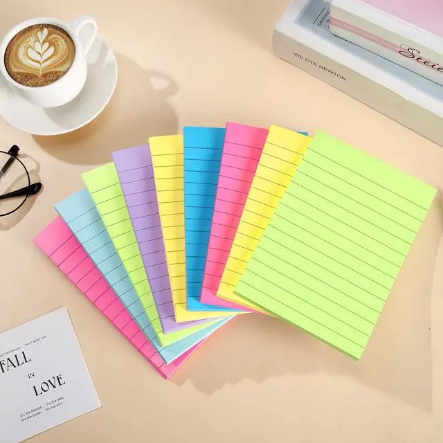 Alt view image 2 of 7 - 12 Pack Lined Sticky Notes 4x6 in Bright Colors Self-Stick Note Pads with Lines, Colorful Bulk Sticky Memo Pad for School, Office, Meeting