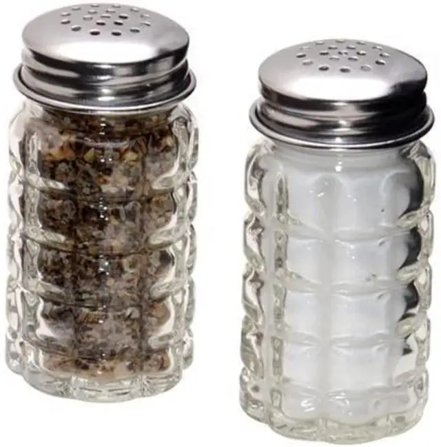 Main image of Retro Style Salt and Pepper Shakers with Stainless Tops (2)