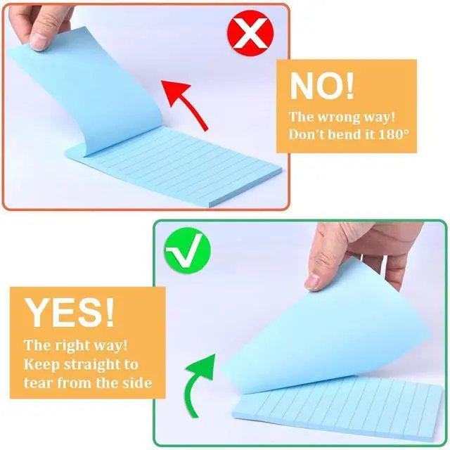 Alt view image 5 of 7 - 12 Pack Lined Sticky Notes 4x6 in Bright Colors Self-Stick Note Pads with Lines, Colorful Bulk Sticky Memo Pad for School, Office, Meeting