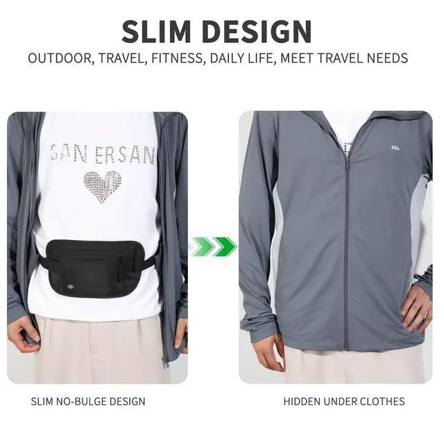 Alt view image 5 of 6 - Money Belt for Travel, RFID Blocking, Hidden Money Belt, Passport Holder for Travel (Black)
