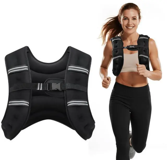 Main image of Weighted Vest, 8lb/12lb/16lb/20lb/25lb/30lb Weight Vest with Two Adjustment Straps for Men Women, Weight Vests with Reflective Stripe for Strength Training, Running, Jogging, Walking