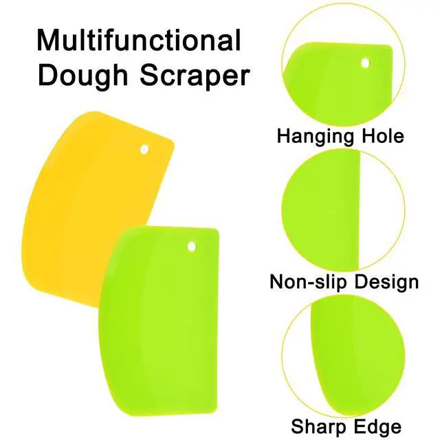 Alt view image 2 of 7 - 5 Pack Dough Scraper, 5.3 x 3.6 Inch Plastic Bench Scraper, Bowl Spatula, Kitchen Pastry Cutter Tool for Bread Dough, Pastry, Pizza, Baking Cake (Multicolor)