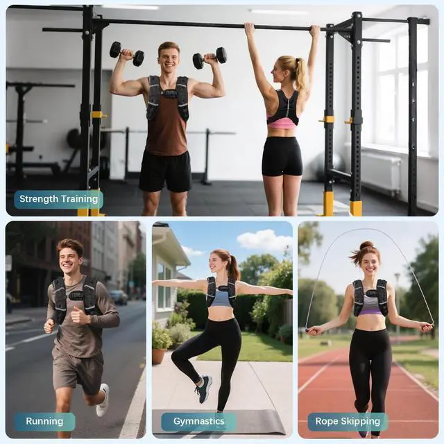 Alt view image 2 of 7 - Weighted Vest, 8lb/12lb/16lb/20lb/25lb/30lb Weight Vest with Two Adjustment Straps for Men Women, Weight Vests with Reflective Stripe for Strength Training, Running, Jogging, Walking