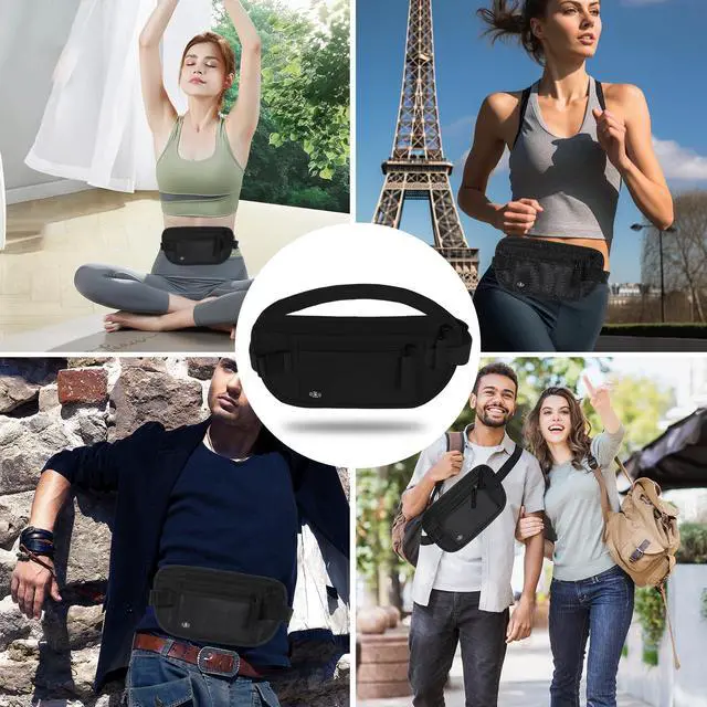 Alt view image 6 of 6 - Money Belt for Travel, RFID Blocking, Hidden Money Belt, Passport Holder for Travel (Black)