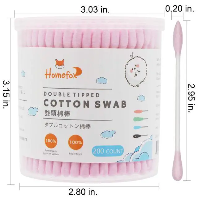 Alt view image 2 of 7 - Pink Cotton Swabs Precision Pointed - 200 Count Pointy Organic Cotton Double Side Tightly Wrapped Cotton Tips Paper Stick Soft Gentle Lint-Free Cruelty-Free, Pointy & Round (Pink)