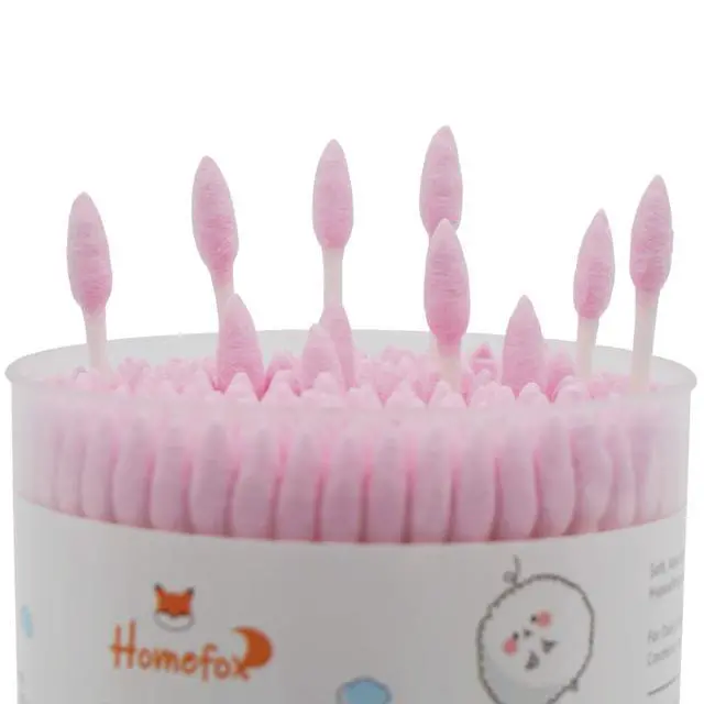 Alt view image 3 of 7 - Pink Cotton Swabs Precision Pointed - 200 Count Pointy Organic Cotton Double Side Tightly Wrapped Cotton Tips Paper Stick Soft Gentle Lint-Free Cruelty-Free, Pointy & Round (Pink)