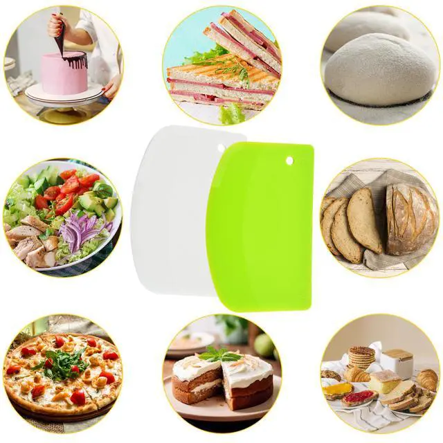 Alt view image 6 of 7 - 5 Pack Dough Scraper, 5.3 x 3.6 Inch Plastic Bench Scraper, Bowl Spatula, Kitchen Pastry Cutter Tool for Bread Dough, Pastry, Pizza, Baking Cake (Multicolor)
