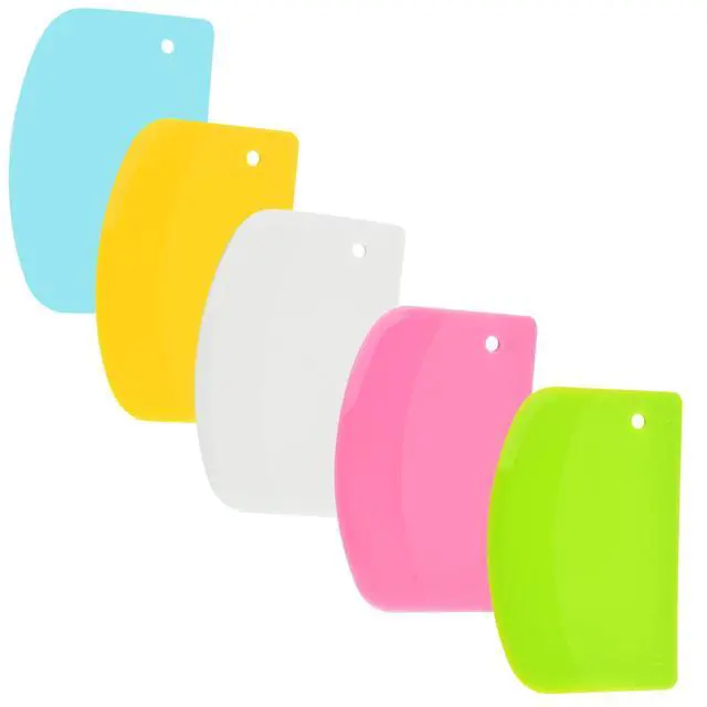 Alt view image 7 of 7 - 5 Pack Dough Scraper, 5.3 x 3.6 Inch Plastic Bench Scraper, Bowl Spatula, Kitchen Pastry Cutter Tool for Bread Dough, Pastry, Pizza, Baking Cake (Multicolor)