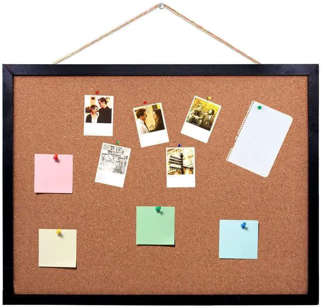 Main image of Black Cork Board Bulletin Board, 14.6"X 11" Cork Board, Oak Wood Finish Frame, Wall Mounted Cork Board for Office Home and School(Pins, Eye Bolts, gaskets, Screws)