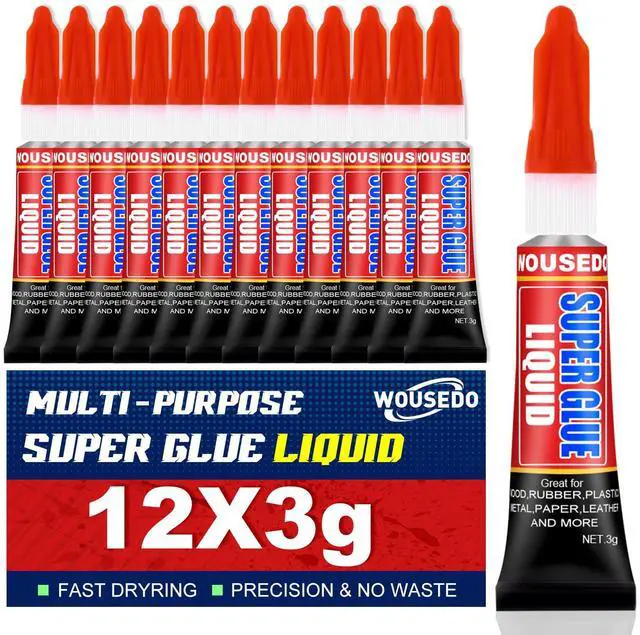 Main image of 12 X 3g Super Glue Liquid, Fast Drying All-Purpose Cyanoacrylate(CA) Glue