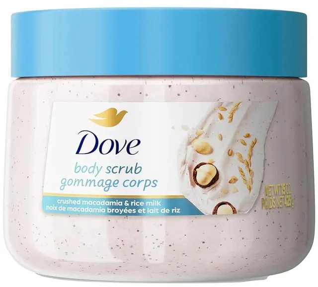 Main image of Dove Scrub Macadamia Rice Milk Body Scrub Exfoliates and Deeply 15 oz