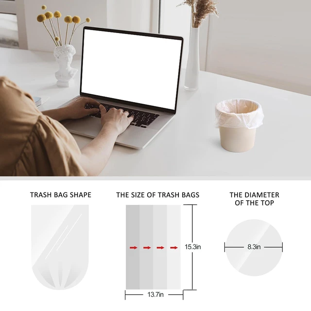 Alt view image 5 of 7 - Teivio Mini Clear Trash Bags 1 Gallon 120 Count Bathroom Garbage Bags